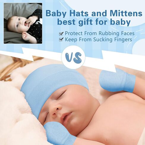 قبعات الأطفال من Zando، قبعة المستشفى لحديثي الولادة، قبعة صغيرة للأطفال الرضع من Premie Baby Boys Grils، مجموعة قفازات الخدش من 0 إلى 3 أشهر in Kuwait