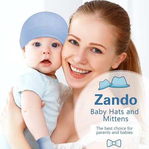 قبعات الأطفال من Zando، قبعة المستشفى لحديثي الولادة، قبعة صغيرة للأطفال الرضع من Premie Baby Boys Grils، مجموعة قفازات الخدش من 0 إلى 3 أشهر in Kuwait