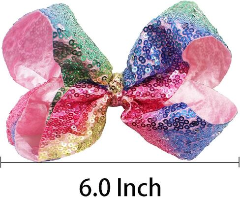 دي اي دي مشابك شعر لامعة 6 انش بالوان قوس قزح من 18 قطعة، مشابك شعر كبيرة مزينة بالترتر على شكل تمساح، اكسسوارات شعر للفتيات الصغيرات والاطفال الصغار in Kuwait