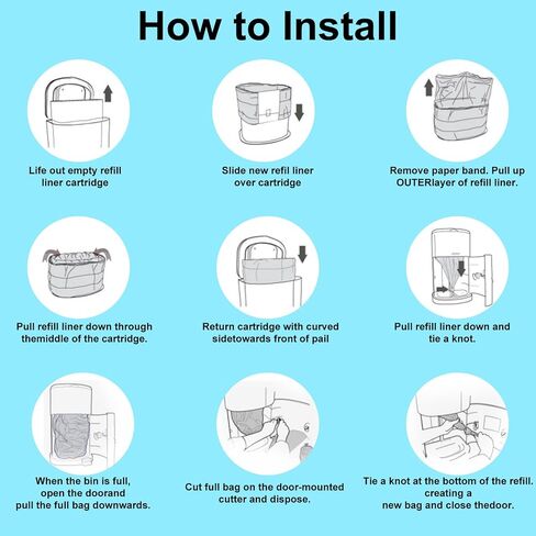 أكياس إعادة تعبئة سطل الحفاضات من سلسلة 330 متوافقة مع نظام حفاضات البالغين من سلسلة جانيبيل أكورد 330، باللون الأخضر، معطرة بشكل خفيف، 6 عبوات in Kuwait
