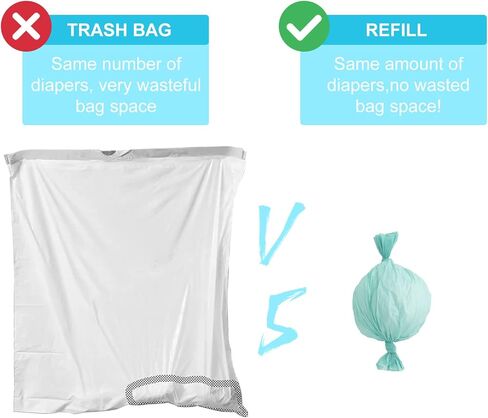 أكياس إعادة تعبئة سطل الحفاضات من سلسلة 330 متوافقة مع نظام حفاضات البالغين من سلسلة جانيبيل أكورد 330، باللون الأخضر، معطرة بشكل خفيف، 6 عبوات in Kuwait