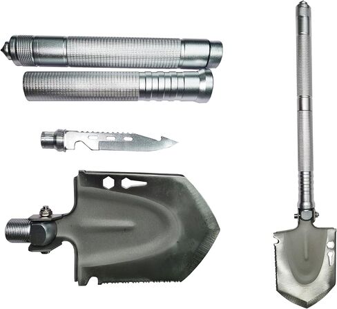 مجرفة التخييم متعددة الأدوات - مجرفة النجاة القابلة للطي للمخيمين - أداة من الدرجة العسكرية للاستخدام في الهواء الطلق، والمشي لمسافات طويلة، وصيد الأسماك، والرحلات، والصيد، وRV، والطرق الوعرة - مجرفة حفر الخنادق بالثلج والطين والأوساخ in Kuwait