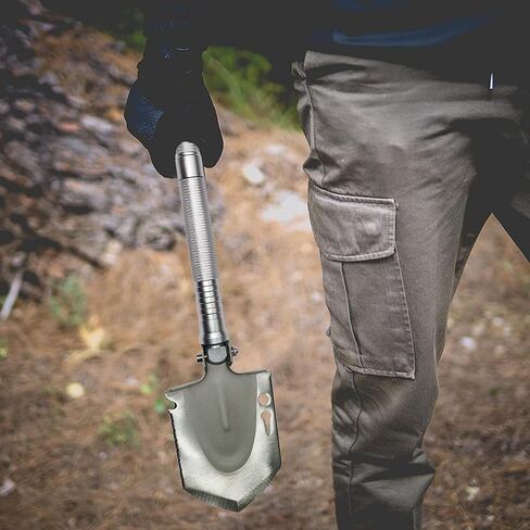 مجرفة التخييم متعددة الأدوات - مجرفة النجاة القابلة للطي للمخيمين - أداة من الدرجة العسكرية للاستخدام في الهواء الطلق، والمشي لمسافات طويلة، وصيد الأسماك، والرحلات، والصيد، وRV، والطرق الوعرة - مجرفة حفر الخنادق بالثلج والطين والأوساخ in Kuwait