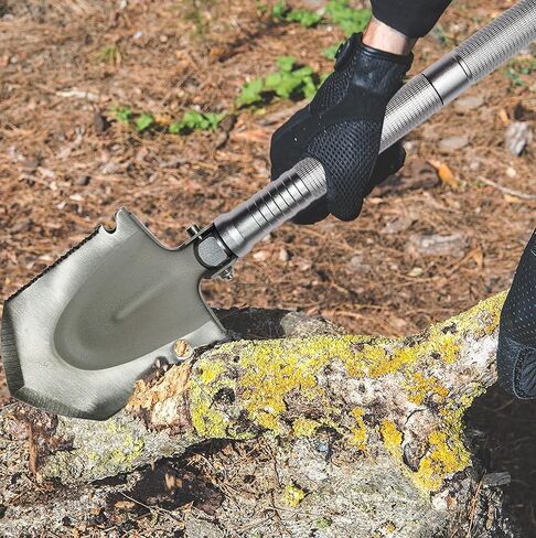 مجرفة التخييم متعددة الأدوات - مجرفة النجاة القابلة للطي للمخيمين - أداة من الدرجة العسكرية للاستخدام في الهواء الطلق، والمشي لمسافات طويلة، وصيد الأسماك، والرحلات، والصيد، وRV، والطرق الوعرة - مجرفة حفر الخنادق بالثلج والطين والأوساخ in Kuwait