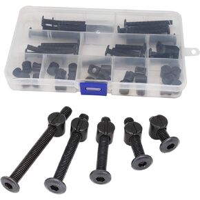 cSeao 10-Pack M6 70mm أسود المقبس غطاء مسامير برميل المكسرات مجموعة للأثاث كراسي سرير الطفل سرير الطفل in Kuwait