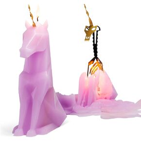 PyroPet Einar Unicorn Candle (White, Scented) - Metallic Skeleton | Halloween Decor | Gift for Unicorn Fans | 16-Hr Burn | 5.1x2.6x8 in in Kuwait