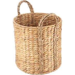JLKIMZVO Multi-purpose seaweed belly basket with handle - washing basket, water hyacinth woven basket, used for washing plants, suitable for living room, toys, blankets or nursery in Kuwait