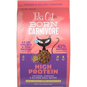 Tiki Cat Born Carnivore High Protein, Deboned Chicken & Egg, Grain-Free Baked Kibble to Maximize Nutrients, Dry Cat Food, 5.6 lbs. Bag