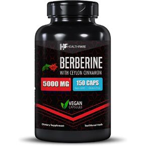 هيلثفير بربارين مع قرفة سيلان 5000 مجم - 150 كبسولة - صحة القلب ودعم المناعة، غير معدلة وراثيًا، خالية من الغلوتين، كمية تكفي 5 أشهر، صنع في الولايات المتحدة الأمريكية (150 قطعة) in Kuwait