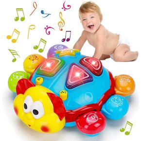 Baby Crawling Toy 6 to 12 Months Spanish English Bilingual Learning Toy for Infants 0-3-6 7 8 9 10 12-18 Months Educational Musical Light Up Toy 1 Year Old Boy Girl Gift Toddler Ladybug Tummy Time