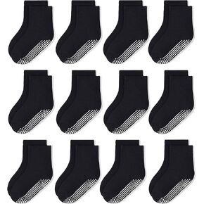 HYCLES Toddler Non Slip Grip Socks 12 Pairs Baby Boy/Girl High Ankle Sticky Slipper Floor Skid Socks For 1-10T Boy Kids