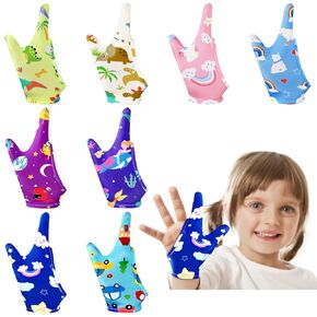 Janmercy 16 Pcs Thumb Sucking Stop for Kids Chewy Gloves Stop Breathable Thumb Guard for Nail Biting Gloves Cute Finger Sucking Stopper for Kids, 8 Style, 2 Finger(3-6 Years) in Kuwait