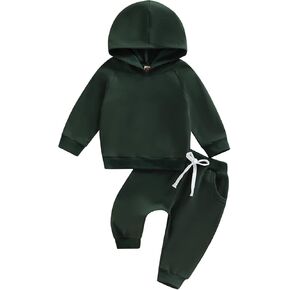 Thorn Tree Infant Baby Boys Pants Set Hooded Solid Sweatshirt Top Pocket Elastic Waist Pants 2Pcs Outfits Fall Winter Suit in Saudi Arabia