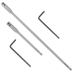 AGFELO 1/4 Drill Bit Extension Set, 6 and 12 Inches Wood Spade Flexible Drill Bit Extender, Spade Drill Bit Extension with 2 Pieces Key, Use with High-Carbon Steel Wood Spade Bits (Silver-4 Pcs) in Kuwait