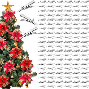 Uiifan 200 Pcs Christmas Ornaments Clips Bulk 1.7 Inch/ 4.5 cm Alligator Clip Roach Clip Metal Fish Mouth Clip Spring Clip for Poinsettia Christmas Tree Wreath Flowers Crafts Decorations in Saudi Arabia
