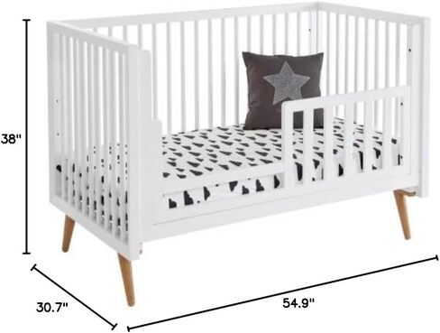 KF008-WHT1 - سرير روسكو قابل للتحويل 3 في 1 - ابيض، عبوة من قطعة واحدة in Kuwait