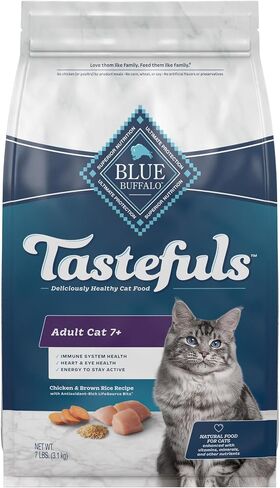 Blue Buffalo Tastefuls Chicken & Brown Rice Senior Dry Cat Food, 3 lb in Kuwait