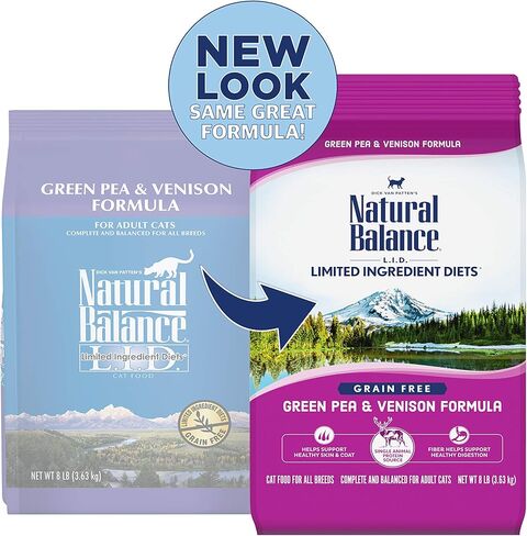 طعام قطط جاف خالي من الحبوب بمكونات محدودة من Natural Balance، وصفة سمك السلمون والبازلاء الخضراء، 10 رطل (عبوة من قطعة واحدة) in Kuwait