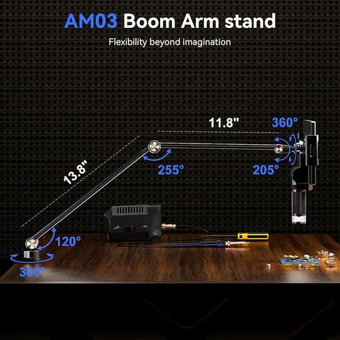 توملوف حامل مجهر رقمي بذراع مرن AM03، احدث حامل ناتئ، ذراع تعليق مرن مطور مع مشبك مجهر للحام DM9 DM201 DM202 DM501 in Kuwait
