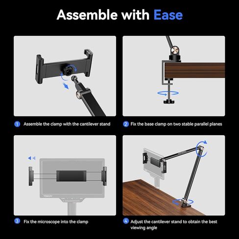 توملوف حامل مجهر رقمي بذراع مرن AM03، احدث حامل ناتئ، ذراع تعليق مرن مطور مع مشبك مجهر للحام DM9 DM201 DM202 DM501 in Kuwait