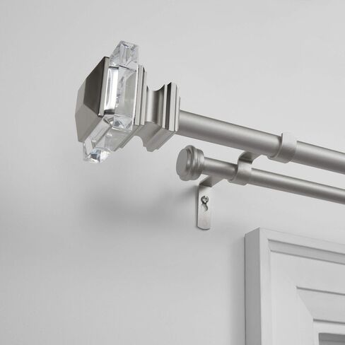 قضيب ستارة مزدوج من Home Prism ومجموعة نهائية حصرية، فضي غير لامع، 91.44 سم - 72 بوصة in Kuwait