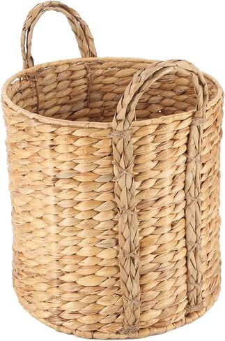 JLKIMZVO Multi-purpose seaweed belly basket with handle - washing basket, water hyacinth woven basket, used for washing plants, suitable for living room, toys, blankets or nursery in Kuwait