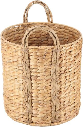 JLKIMZVO Multi-purpose seaweed belly basket with handle - washing basket, water hyacinth woven basket, used for washing plants, suitable for living room, toys, blankets or nursery in Kuwait