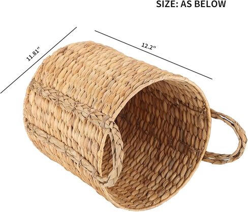 JLKIMZVO Multi-purpose seaweed belly basket with handle - washing basket, water hyacinth woven basket, used for washing plants, suitable for living room, toys, blankets or nursery in Kuwait