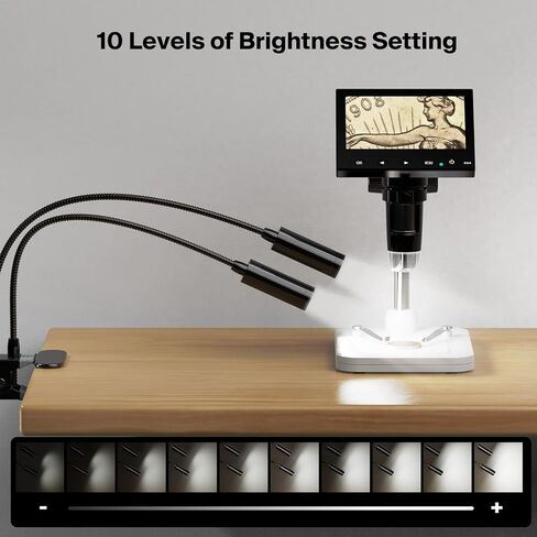 مصابيح مساعدة مجهر Elikliv Gooseneck متوافقة مع جميع المجاهر الرقمية، مرنة 360 درجة و10 مستويات سطوع قابلة للتعديل in Kuwait