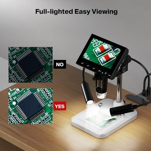 مصابيح مساعدة مجهر Elikliv Gooseneck متوافقة مع جميع المجاهر الرقمية، مرنة 360 درجة و10 مستويات سطوع قابلة للتعديل in Kuwait