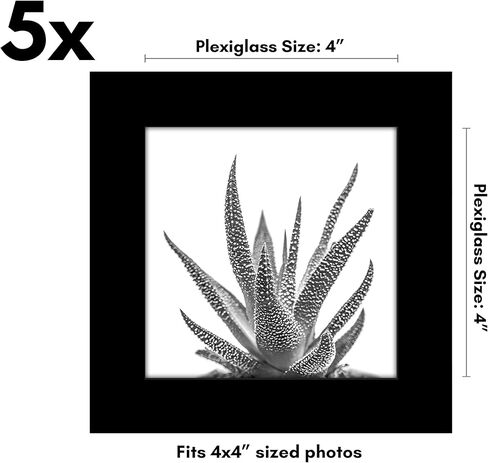 Americanflat 3x5 Picture Frame with Polished Plexiglass - Set of 5 - Galleria Collection - Gallery Wall Frame Set for Tabletop and Wall Display - Black in Kuwait