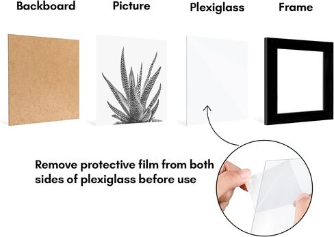 Americanflat 3x5 Picture Frame with Polished Plexiglass - Set of 5 - Galleria Collection - Gallery Wall Frame Set for Tabletop and Wall Display - Black in Kuwait