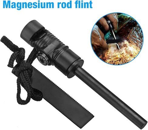 SLTG2020 Fire Starter with Compass, Paracord and Whistle – Waterproof Flint Fire Steel Survival Lighter for Your Camping, Hiking and Backpacking Gear All-Weather Magnesium Ferro Rod in Kuwait