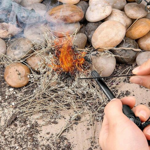 SLTG2020 Fire Starter with Compass, Paracord and Whistle – Waterproof Flint Fire Steel Survival Lighter for Your Camping, Hiking and Backpacking Gear All-Weather Magnesium Ferro Rod in Kuwait