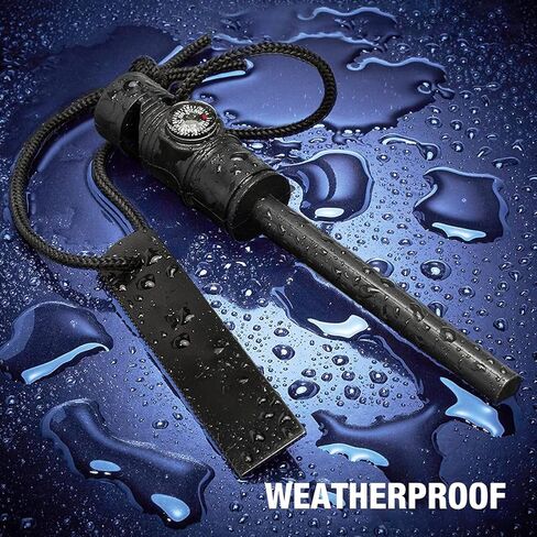 SLTG2020 Fire Starter with Compass, Paracord and Whistle – Waterproof Flint Fire Steel Survival Lighter for Your Camping, Hiking and Backpacking Gear All-Weather Magnesium Ferro Rod in Kuwait