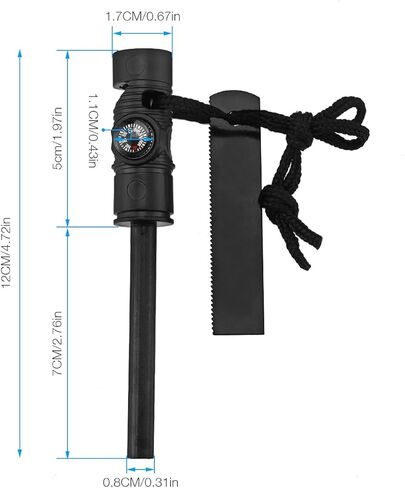 SLTG2020 Fire Starter with Compass, Paracord and Whistle – Waterproof Flint Fire Steel Survival Lighter for Your Camping, Hiking and Backpacking Gear All-Weather Magnesium Ferro Rod in Kuwait