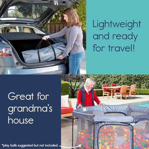 قلم لعب للأطفال في الهواء الطلق من hiccapop مقاس 53 بوصة مع مظلة، قلم لعب محمول فاخر للأطفال الرضع والأطفال الصغار مع قبة وظلال شمس وأرضية مبطنة | قلم لعب منبثق للشاطئ أو المنزل | قلم لعب خارجي للطفل in Kuwait