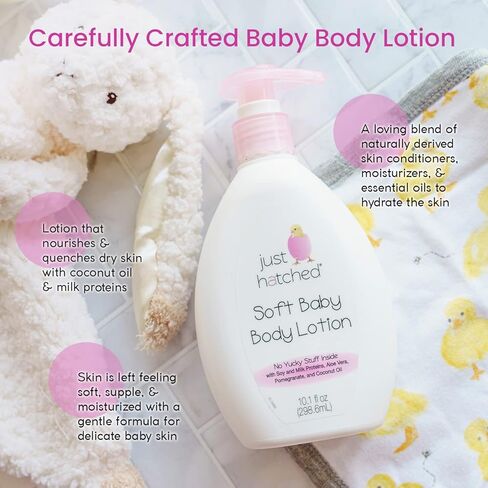 Soft Baby Body Lotion Multi-Pack - Lightweight, Soothing Moisturizer, Cozy Yummy Fragrance, Made with Essential Oils, No Yucky Stuff & Harsh Ingredients, 10.1 fl oz (6 Pack) in Kuwait