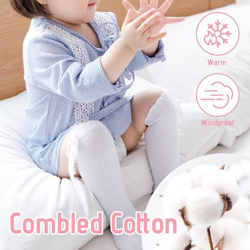 Zando Baby Knee High Socks With Bow Toddler Long Socks Girls Stockings 0-4T | Soft Cotton Seamless Stockings for Newborn Infant Girls, Stretchy Cute Ruffle Cuff, Durable for Everyday Church Dress Wear in Saudi Arabia
