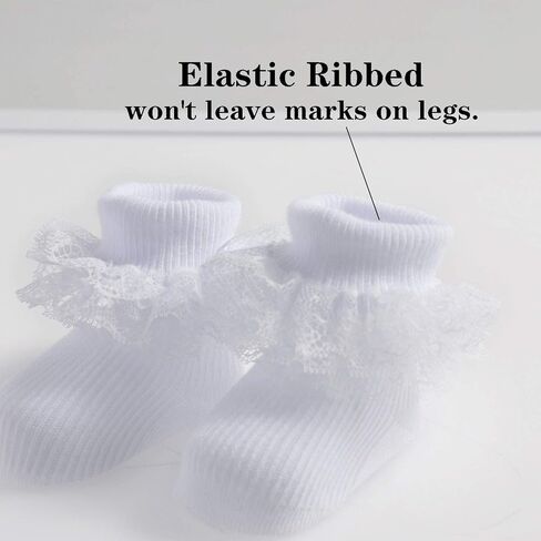 جوارب دانتيل صغيرة للأطفال من Mini Angel جوارب مكشكشة ثلاثية من الدانتيل للفتيات حديثي الولادة ومجموعة هدايا للأطفال حديثي الولادة in Kuwait