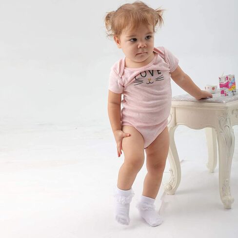 جوارب دانتيل صغيرة للأطفال من Mini Angel جوارب مكشكشة ثلاثية من الدانتيل للفتيات حديثي الولادة ومجموعة هدايا للأطفال حديثي الولادة in Kuwait