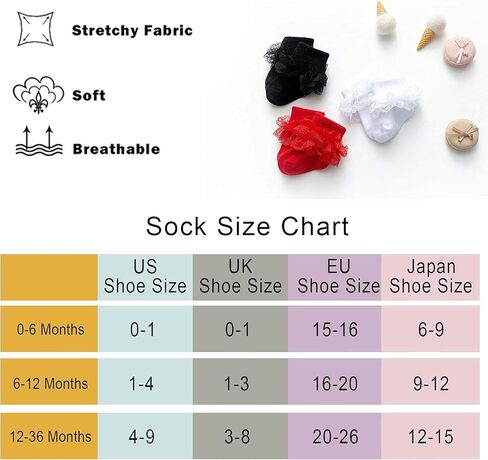 جوارب دانتيل صغيرة للأطفال من Mini Angel جوارب مكشكشة ثلاثية من الدانتيل للفتيات حديثي الولادة ومجموعة هدايا للأطفال حديثي الولادة in Kuwait