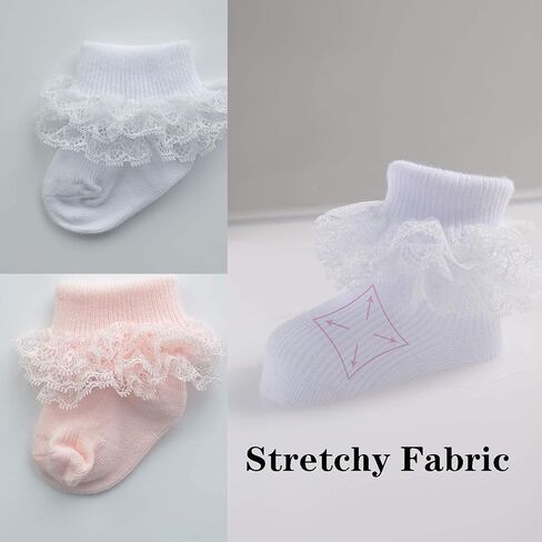جوارب دانتيل صغيرة للأطفال من Mini Angel جوارب مكشكشة ثلاثية من الدانتيل للفتيات حديثي الولادة ومجموعة هدايا للأطفال حديثي الولادة in Kuwait