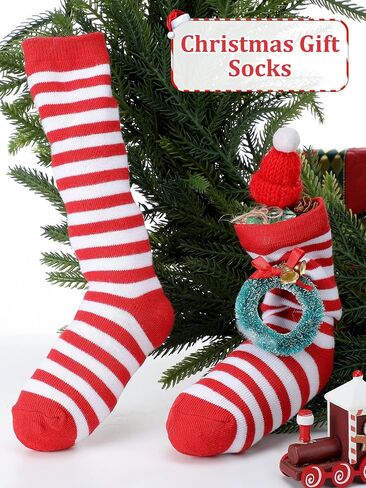 Foaincore 5 Pair Baby Christmas Knee High Socks Cotton Long Striped Tube Socks for Toddler Baby Boys Girls Christmas Wear in Saudi Arabia