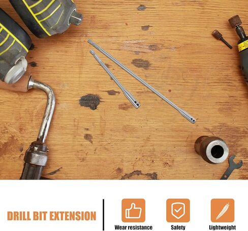 AGFELO 1/4 Drill Bit Extension Set, 6 and 12 Inches Wood Spade Flexible Drill Bit Extender, Spade Drill Bit Extension with 2 Pieces Key, Use with High-Carbon Steel Wood Spade Bits (Silver-4 Pcs) in Kuwait