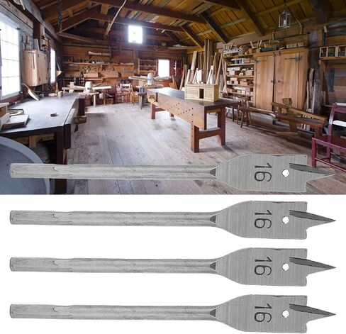 4Pcs Flat Wood Drill Bits Hole Opener High Carbon Steel DIY Drilling Tools Set 16mm Woodworking Three-Point Drill Hole Opener Hand Tools Hardware,Hole Saw in Saudi Arabia