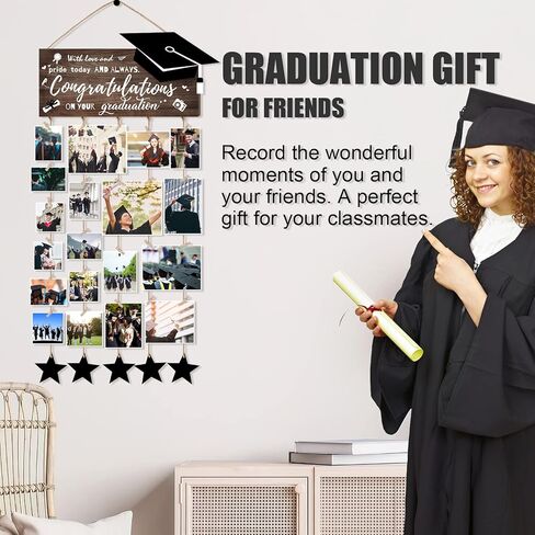 Ptyfavor 2023 هدايا التخرج لها - إطار صورة صديق التخرج عرض معلق مع سلسلة أضواء لتزيين حفلات التخرج من المدرسة الثانوية in Kuwait