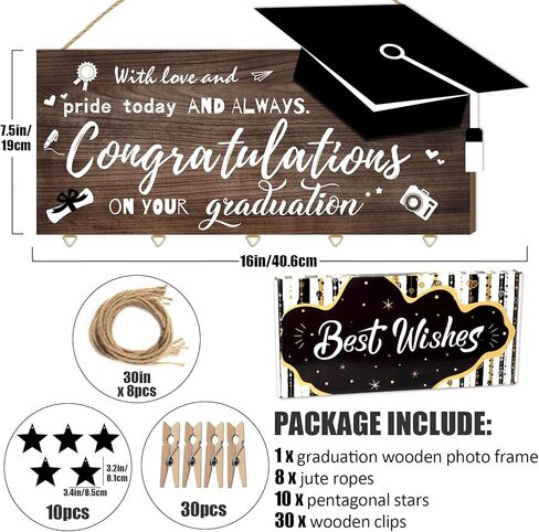 Ptyfavor 2023 هدايا التخرج لها - إطار صورة صديق التخرج عرض معلق مع سلسلة أضواء لتزيين حفلات التخرج من المدرسة الثانوية in Kuwait