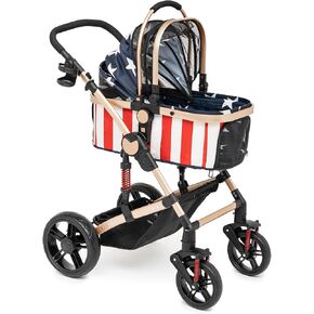 Dog Pet Stroller for Small to Medium Dogs 20lbs 30lbs to 65lbs Capacity, 3 in 1 One-Click Folding Lightweight Pet Stroller for 2 Cat or 2 Dog Stroller with Gear Lock in Saudi Arabia