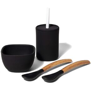 Avanchy Silicone La Petite Essential Collections Gift Set Magenta - Includes Mini Silicone Bowl, Silicone Cup, and Bamboo Baby and Infant Spoons - Baby Food Set - Baby Shower Gifts